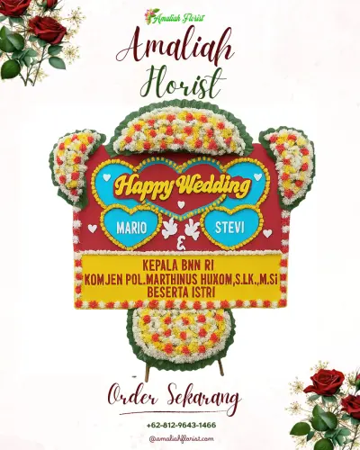 Karangan Papan Bunga Pernikahan di Bumi Waras